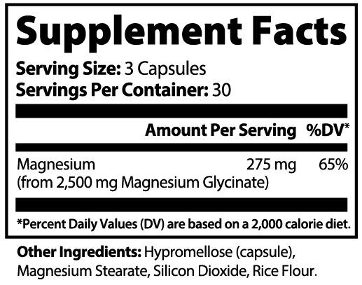 Magnesium Glycinate ~ 100% Natural, Non-GMO, Gluten Free, Hormone Free