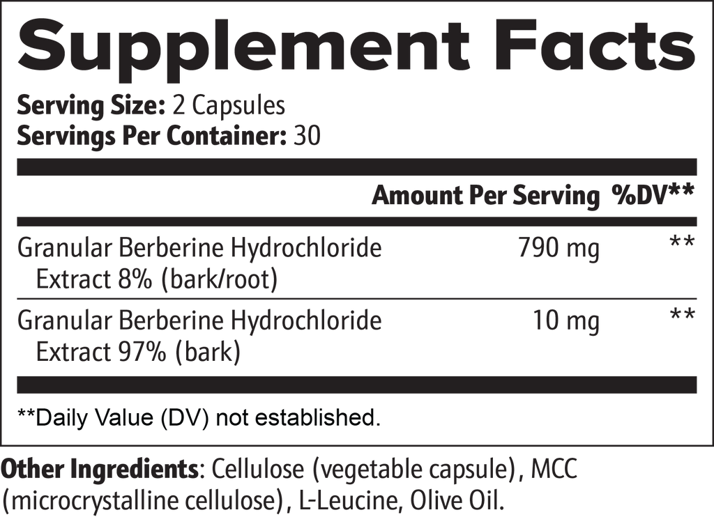 Berberine ~ Gluten Free, Vegan, Non-GMO