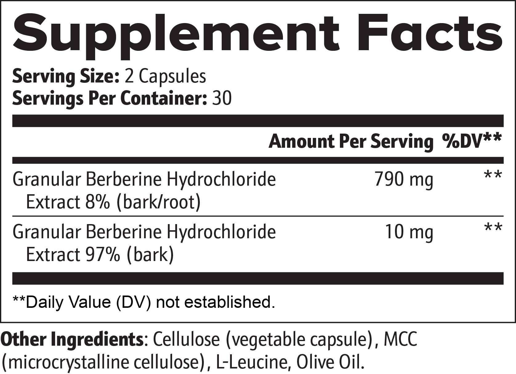 Berberine ~ Gluten Free, Vegan, Non-GMO